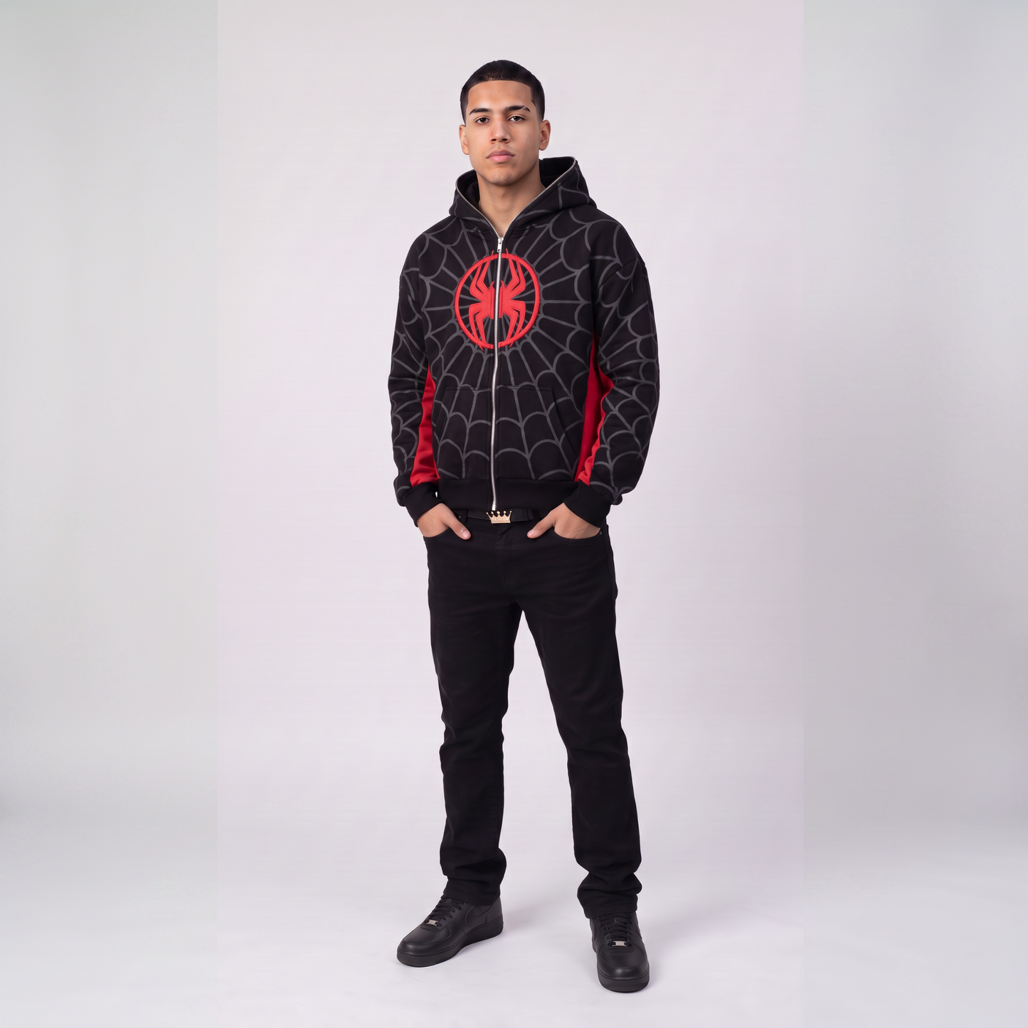 Webbed Full Face Zip-Up Hoodie