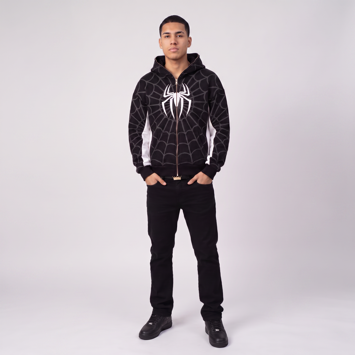 Webbed Full Face Zip-Up Hoodie